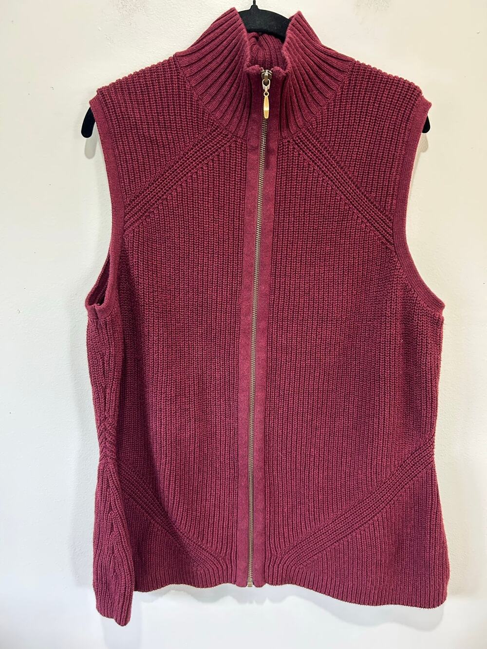 Pendleton cotton cashmere knit vest womens XL maroon full zip
